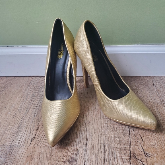 Charlotte Russe Gold Closed Toe High Heels - Picture 2 of 5